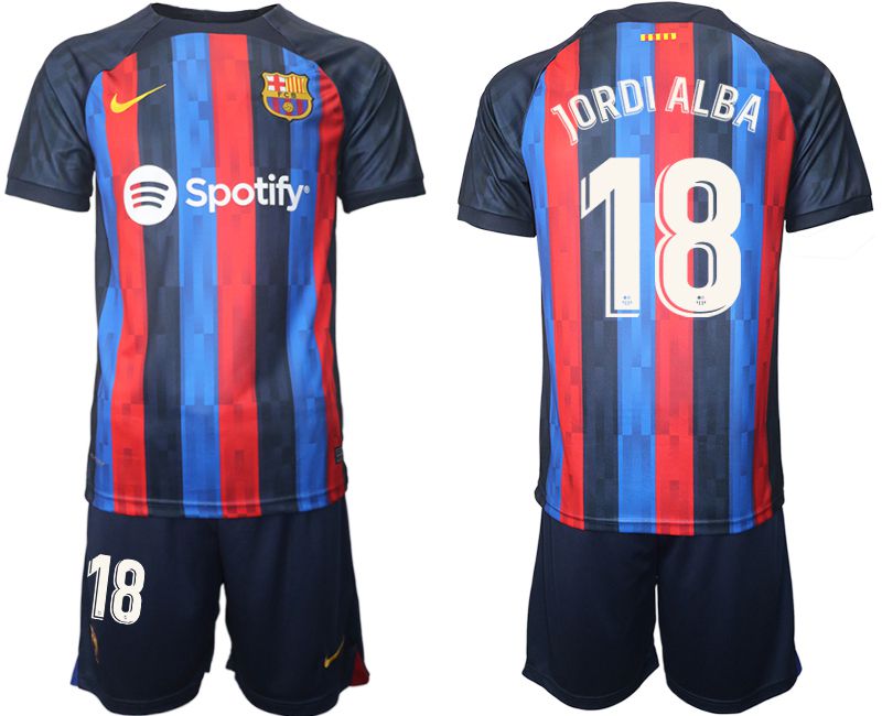 Men 2022-2023 Club Barcelona home blue #18 Soccer Jersey->barcelona jersey->Soccer Club Jersey